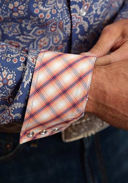 Stetson Mens Summer I Brocade Paisley Long Sleeve Snap Shirt