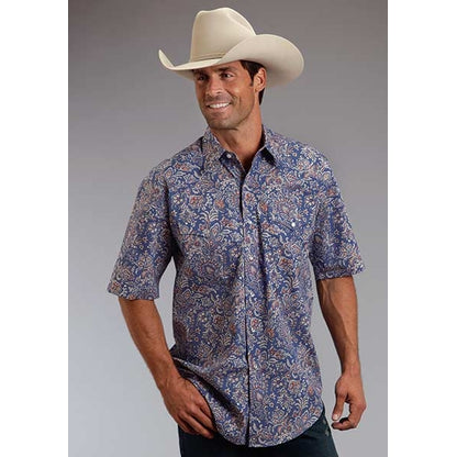 Stetson Mens Summer I Brocade Paisley Short Sleeve Snap Shirt