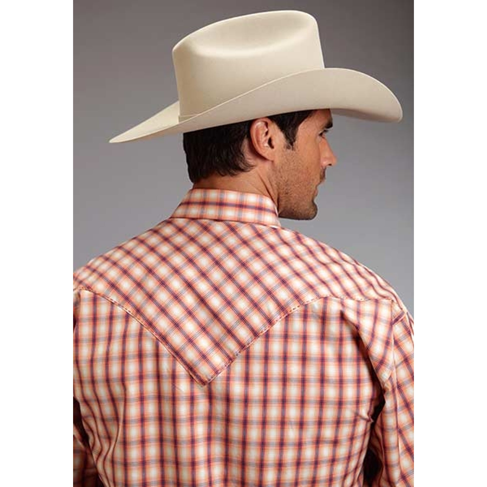 Stetson Mens Summer I Spectral Check Long Sleeve Snap Shirt