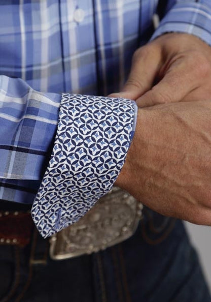 Stetson Mens Summer I Squared Off Plaid Long Sleeve Button Shirt