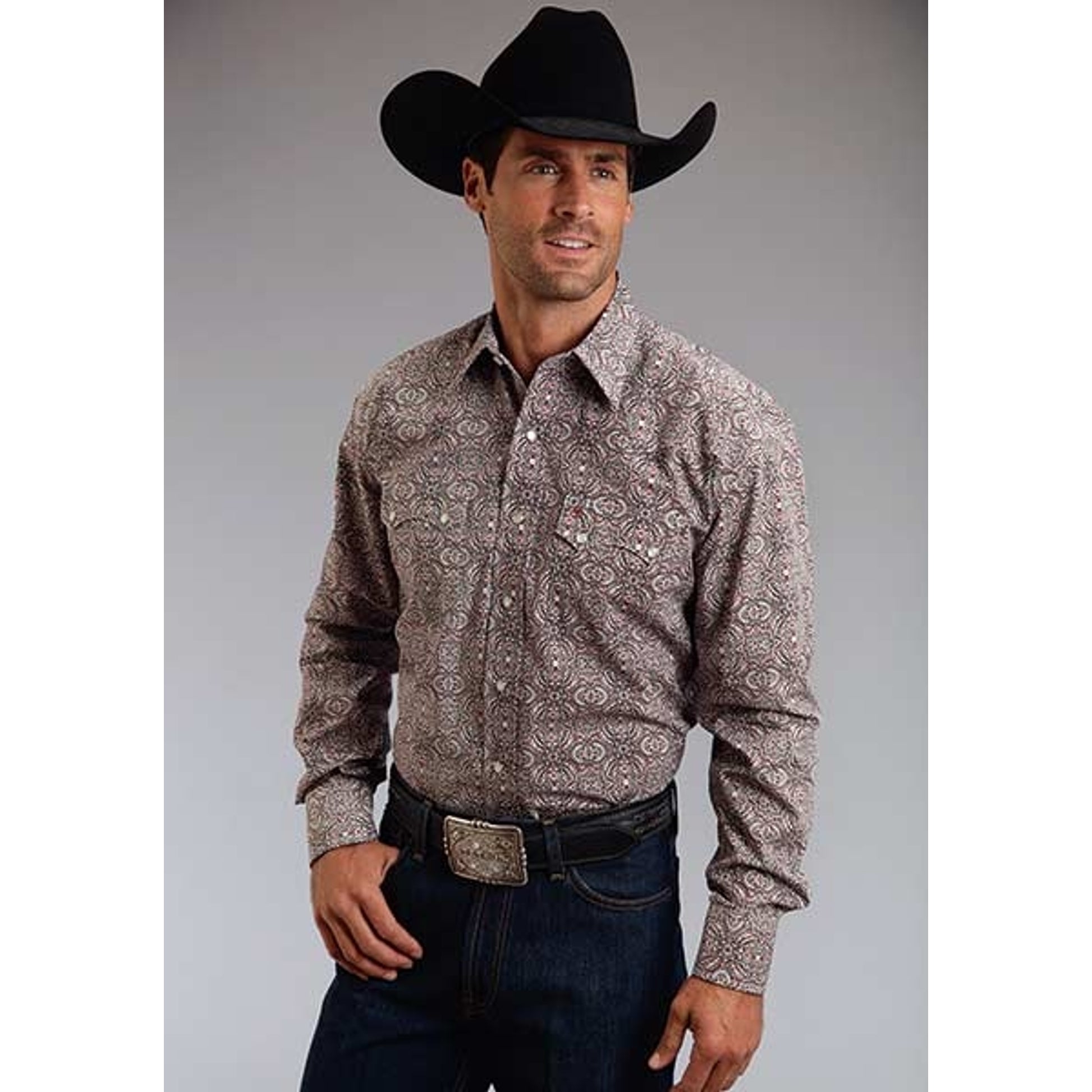 Stetson Mens Summer II Mirror Medallion Long Sleeve Snap Shirt