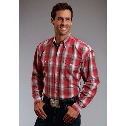 Stetson Mens Summer II Red Barn Ombre Long Sleeve Button Shirt