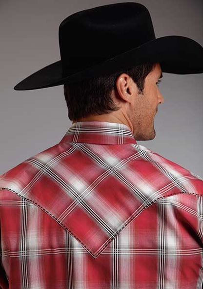 Stetson Mens Summer II Red Barn Ombre Long Sleeve Snap Shirt
