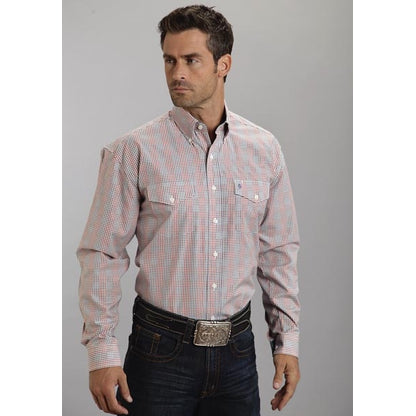 Stetson Mens Summer III Houndstooth Check Long Sleeve Button Shirt