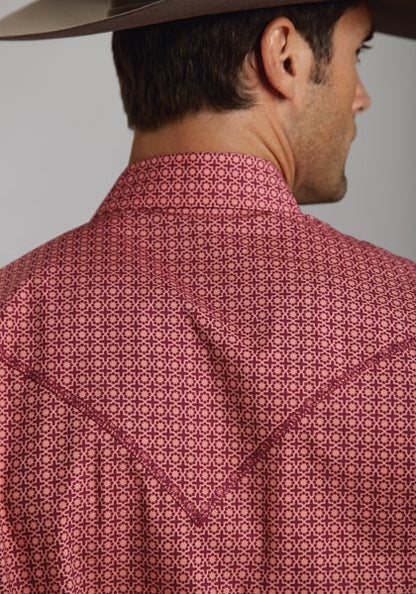Stetson Mens Summer III Italia Print Poplin Long Sleeve Snap Shirt