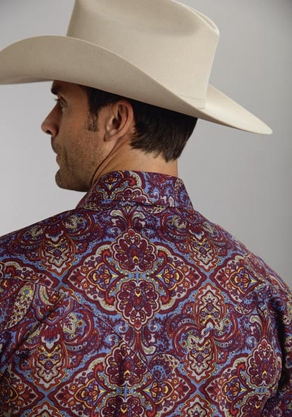 Stetson Mens Summer III Medallion Paisley Poplin Long Sleeve Snap Shirt