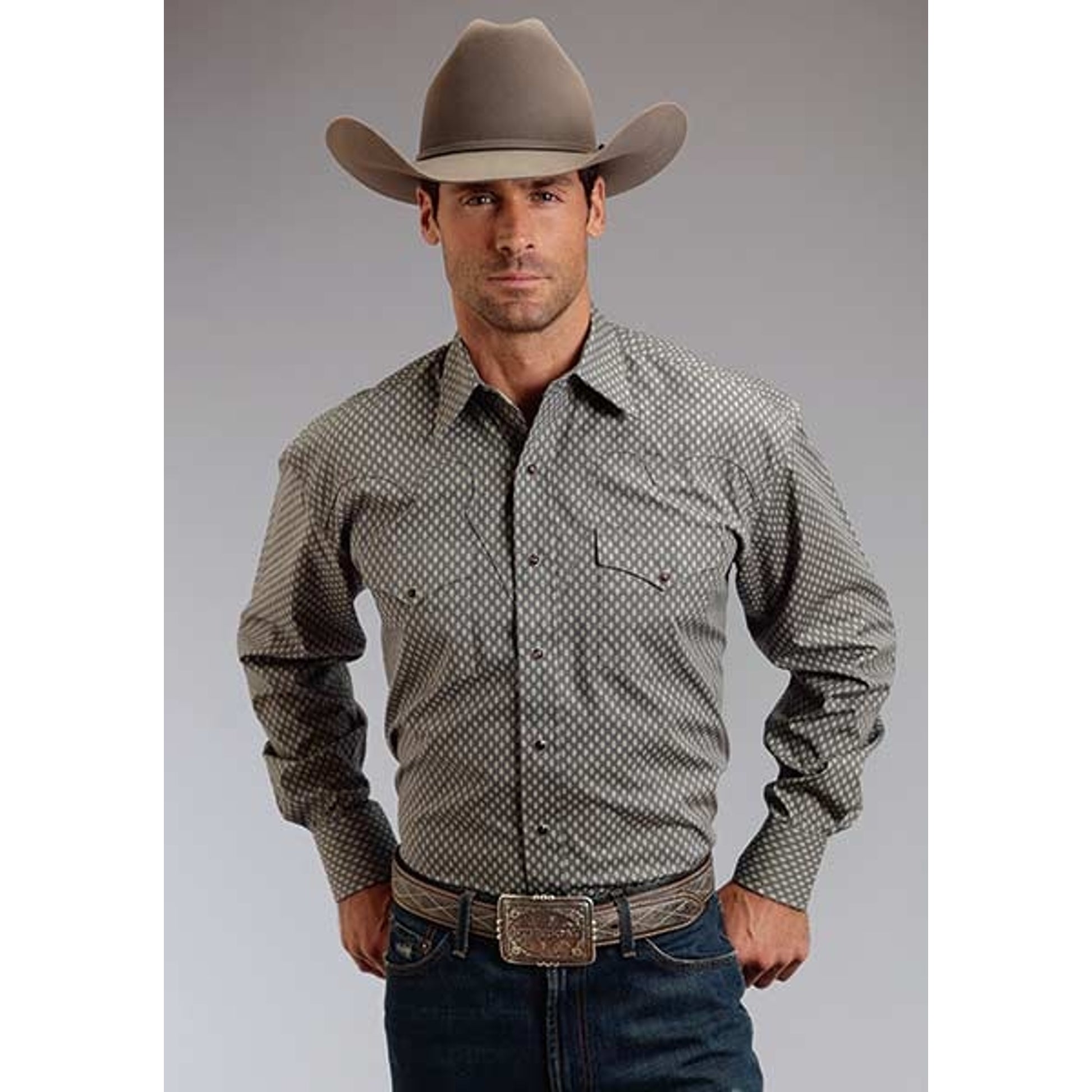 Stetson Mens Summer III Odyssey Print Long Sleeve Snap Shirt