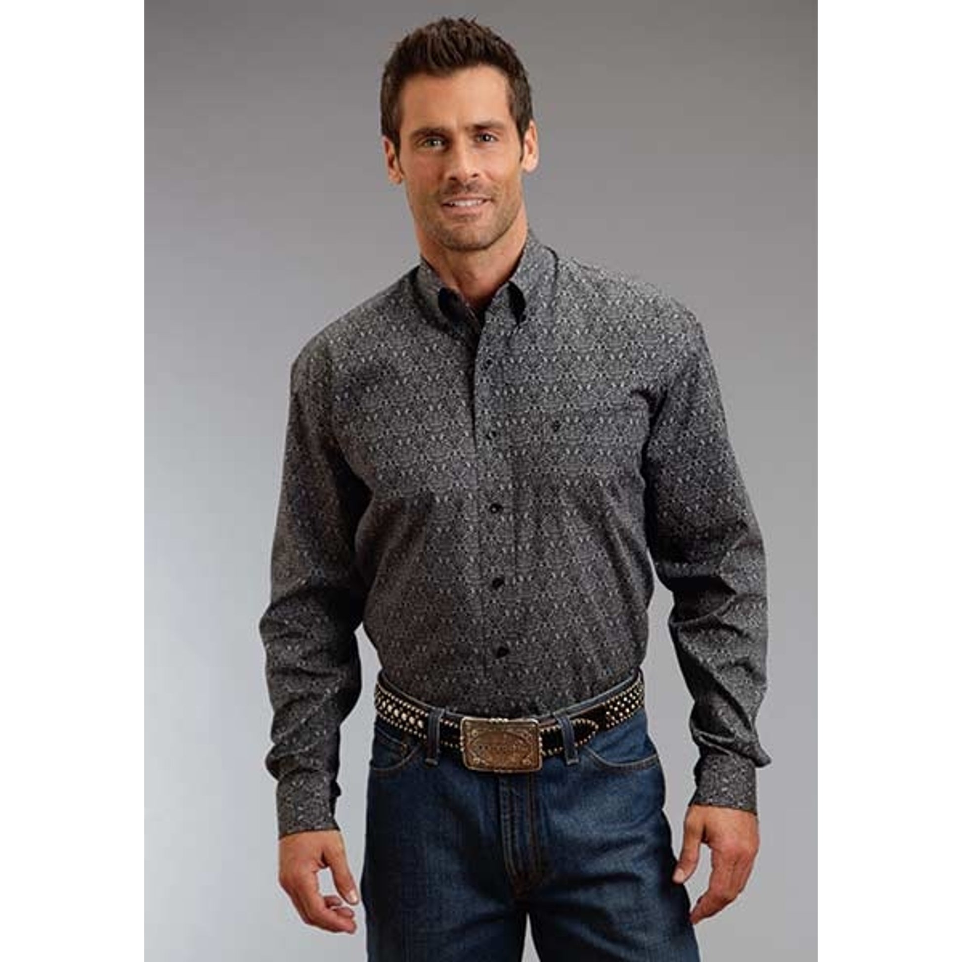 Stetson Mens Winter I Lariat Brocade Long Sleeve Button Shirt