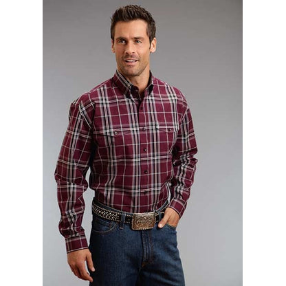 Stetson Mens Winter I Midnight Plaid Long Sleeve Button Shirt