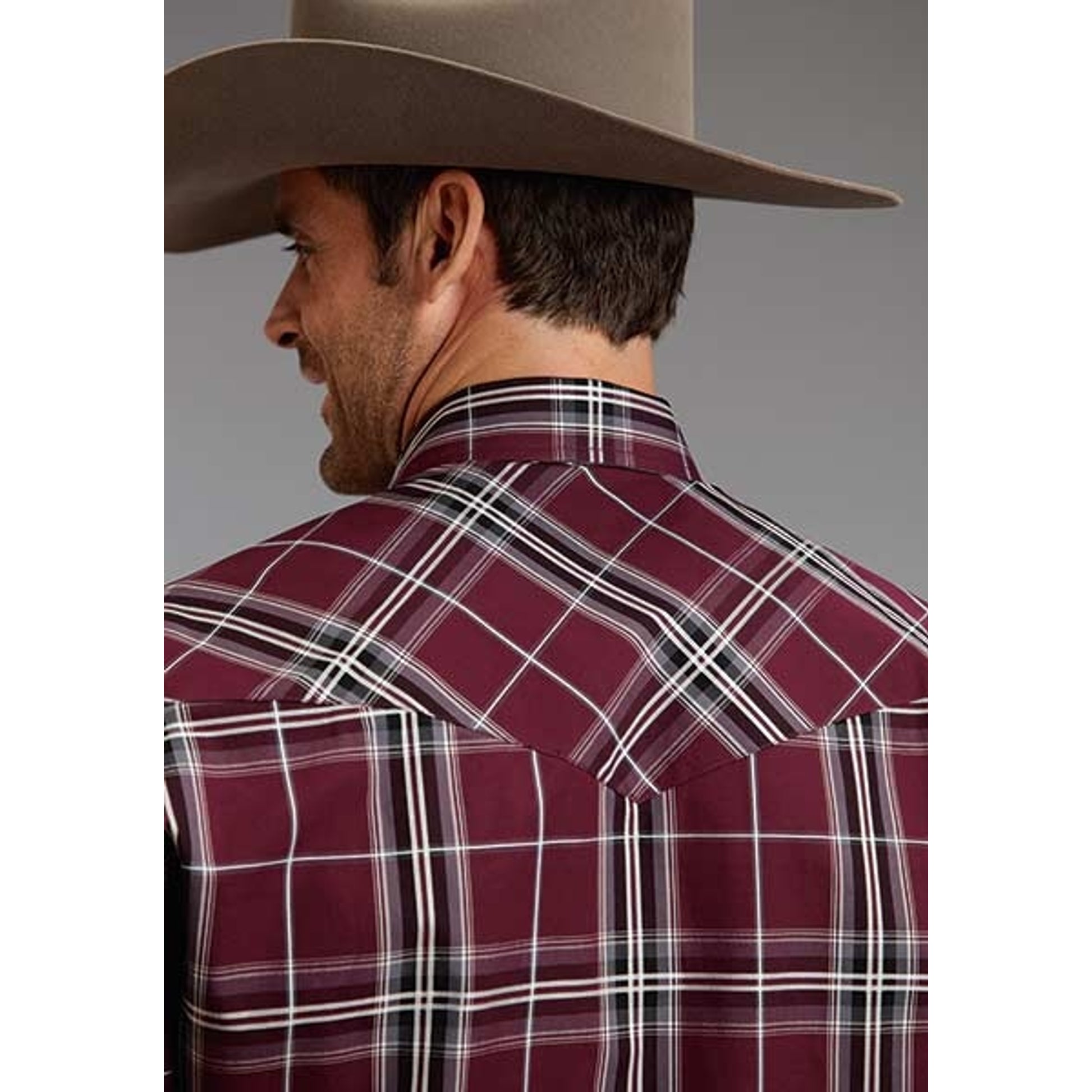 Stetson Mens Winter I Midnight Plaid Long Sleeve Snap Shirt