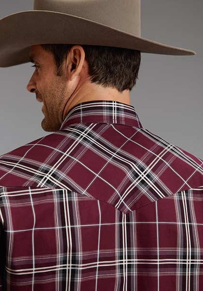 Stetson Mens Winter I Midnight Plaid Long Sleeve Snap Shirt
