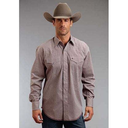 Stetson Mens Winter I Tiled Neat Long Sleeve Snap Shirt