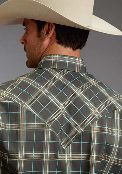 Stetson Mens Winter II Falcon Plaid Long Sleeve Snap Shirt