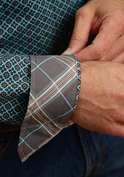 Stetson Mens Winter II Four Leaf Foulard Long Sleeve Button Shirt