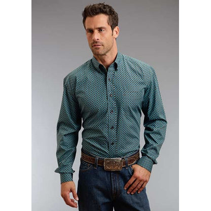 Stetson Mens Winter II Four Leaf Foulard Long Sleeve Button Shirt