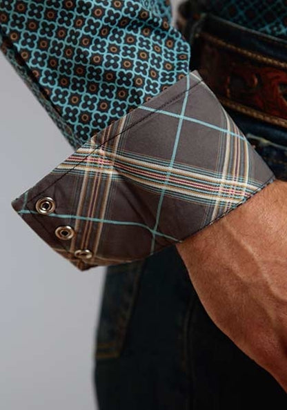 Stetson Mens Winter II Four Leaf Foulard Long Sleeve Snap Shirt