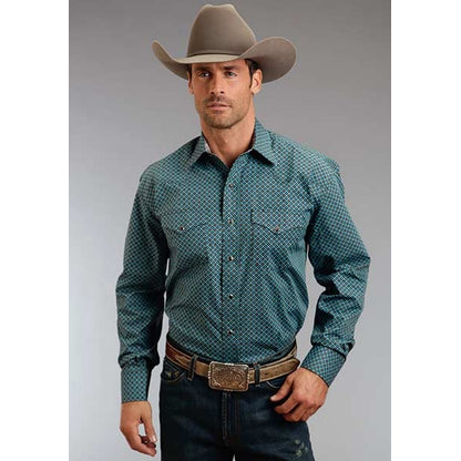 Stetson Mens Winter II Four Leaf Foulard Long Sleeve Snap Shirt