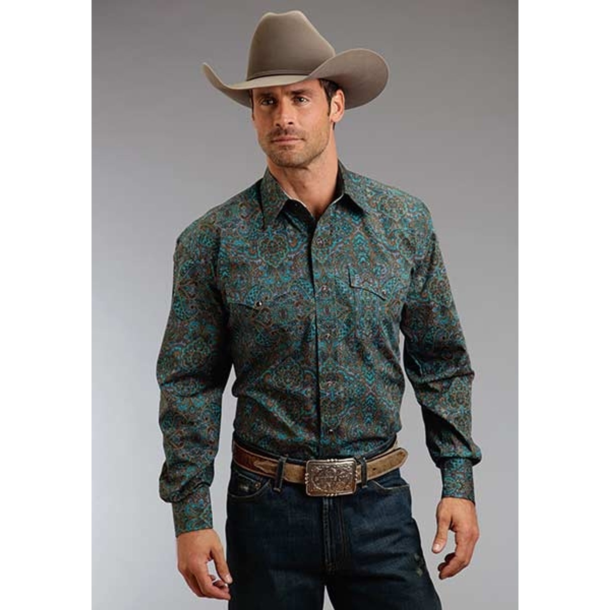 Stetson Mens Winter II Medallion Paisley Long Sleeve Snap Shirt