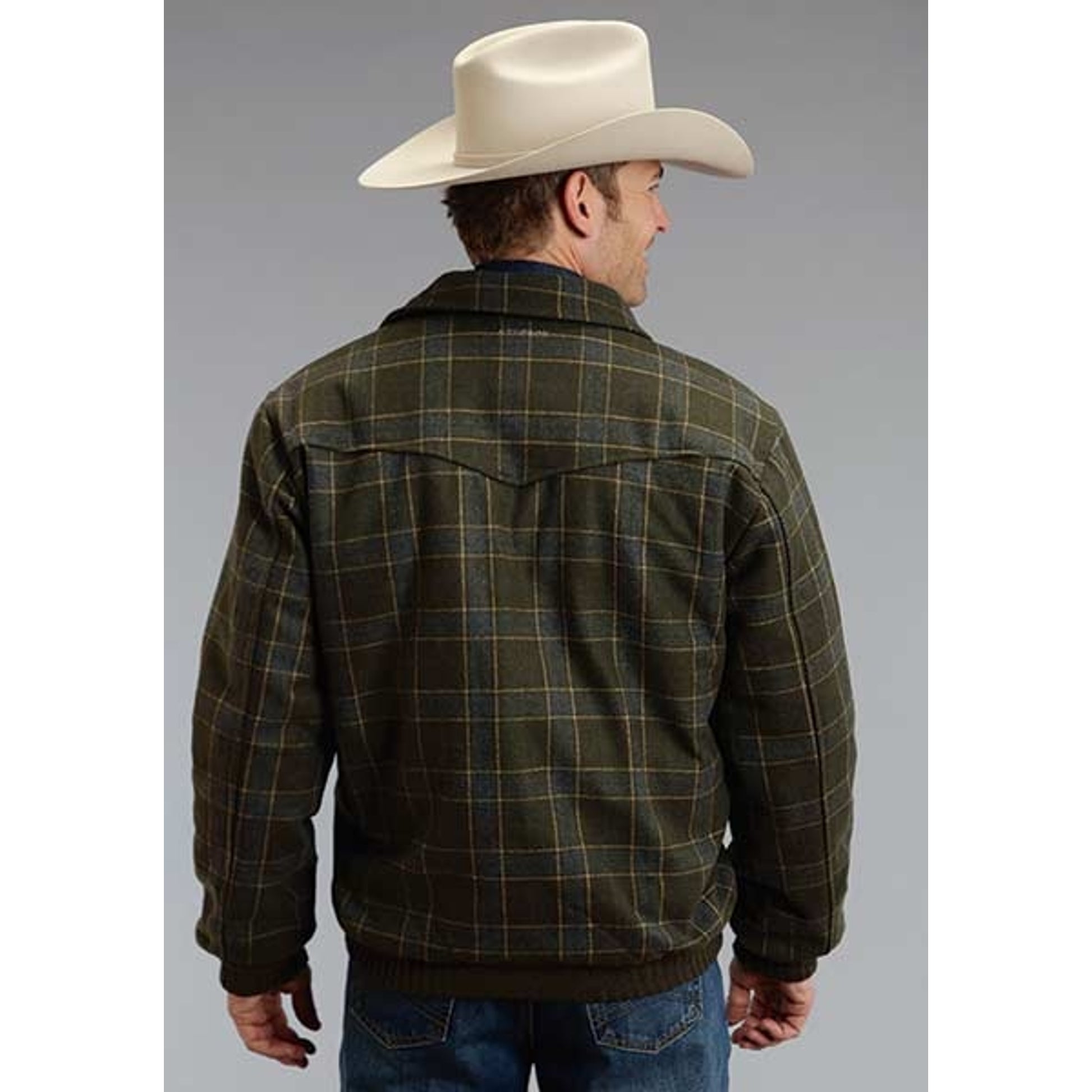 Stetson Mens Wool Blend Plaid Jacket - Olive