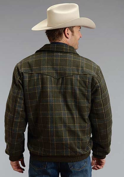 Stetson Mens Wool Blend Plaid Jacket - Olive