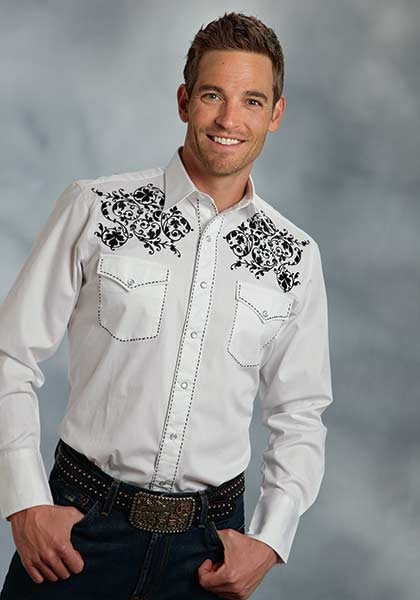 Roper Old West Spring Iii Mens Creeping Vine Long Sleeve Snap Shirt
