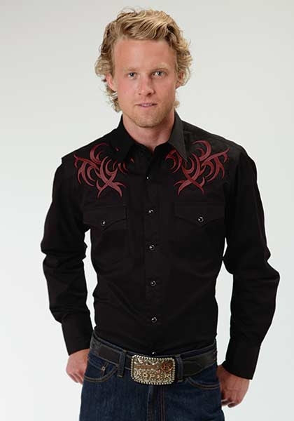 Roper Old West Mens Tribal Cross Long Sleeve Snap Front Shirt