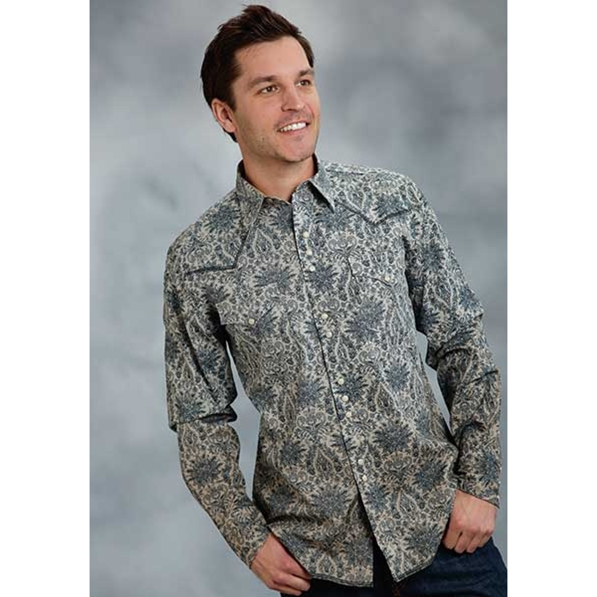 Roper Performance Fall I Mens Wallpaper Paisley Long Sleeve Snap Shirt