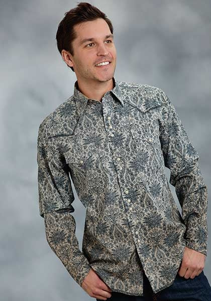 Roper Performance Fall I Mens Wallpaper Paisley Long Sleeve Snap Shirt