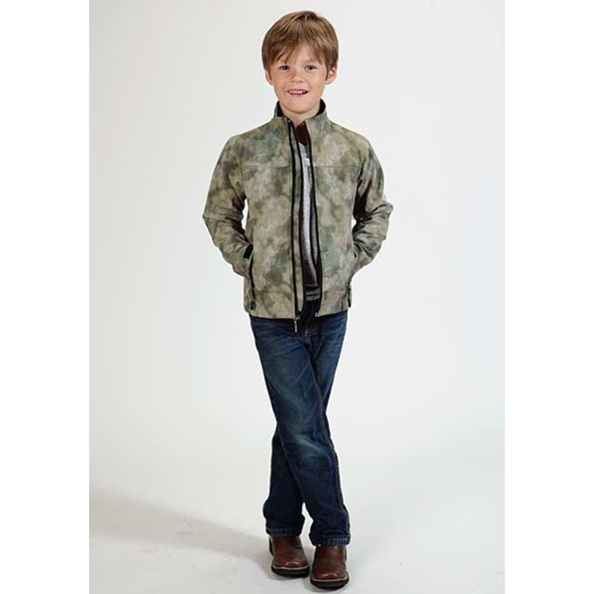 Roper Boys Technical Fleece Lined Blurry Print Softshell Jacket