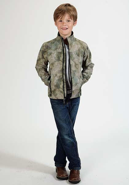 Roper Boys Technical Fleece Lined Blurry Print Softshell Jacket