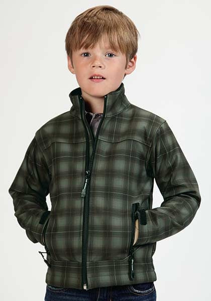 Roper Boys Technical Fleece Lined Plaid Softshell Jacket