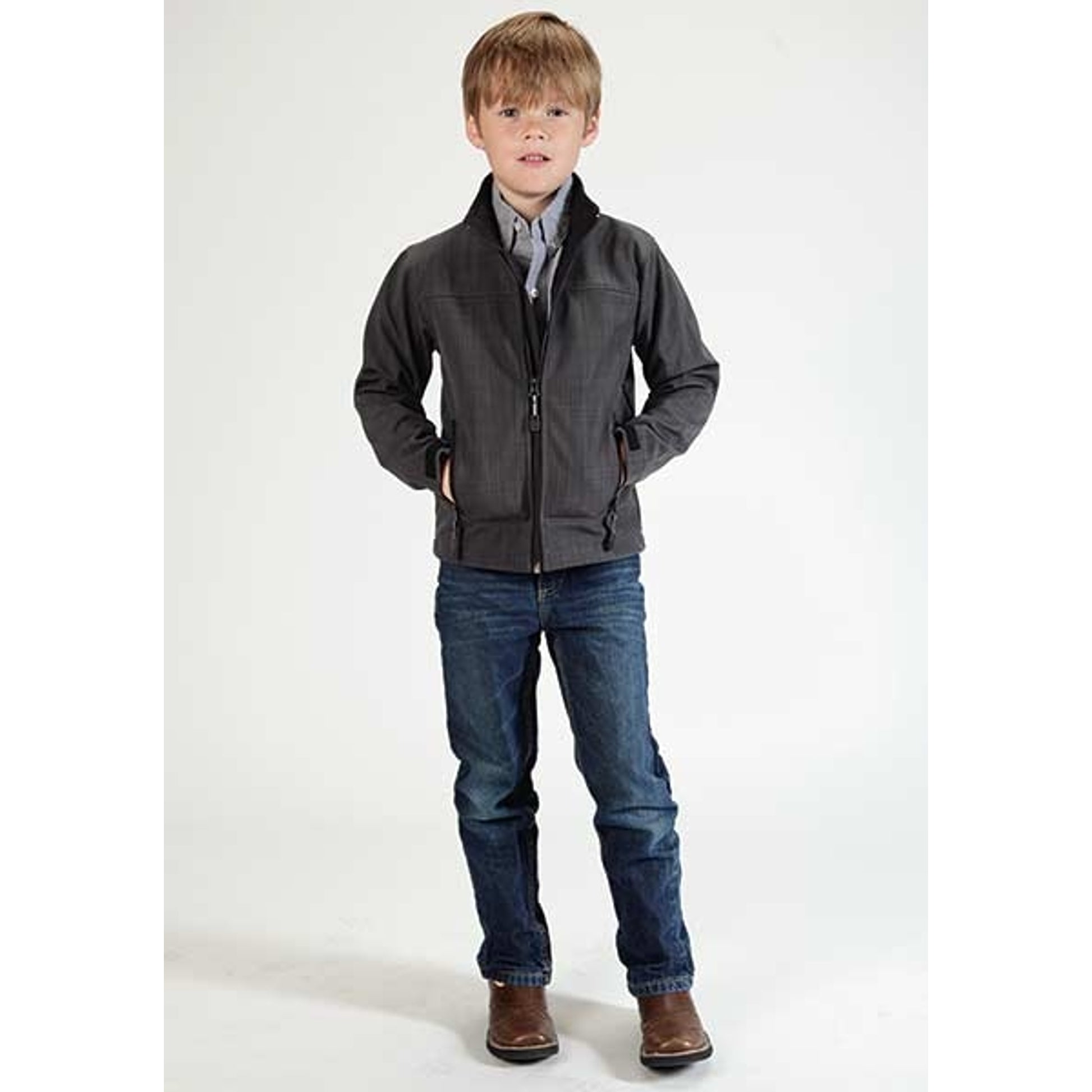 Roper Boys Technical Fleece Lined Textured Print Softshell Jacket