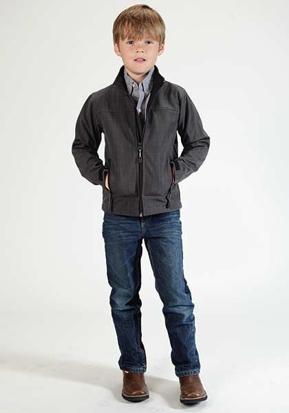 Roper Boys Technical Fleece Lined Textured Print Softshell Jacket