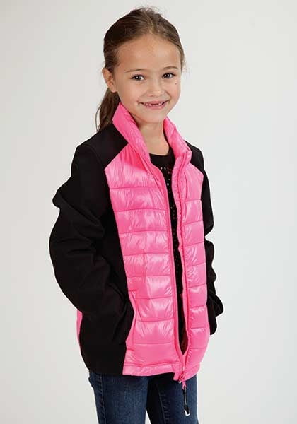 Roper Girls Down Like Parachute Soft Sleeve Jacket - Pink/Black