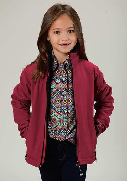Roper Girls Technical Textured Print Softshell Jacket - Pink
