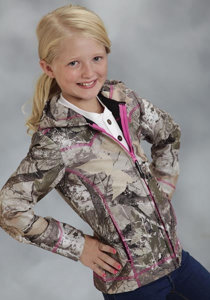 Roper Girls Winter Camo Bonded Fleece Hooded Jacket - Brown