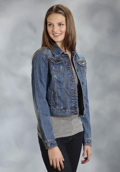 Roper Ladies Americana Flag Screen Print Jean Jacket