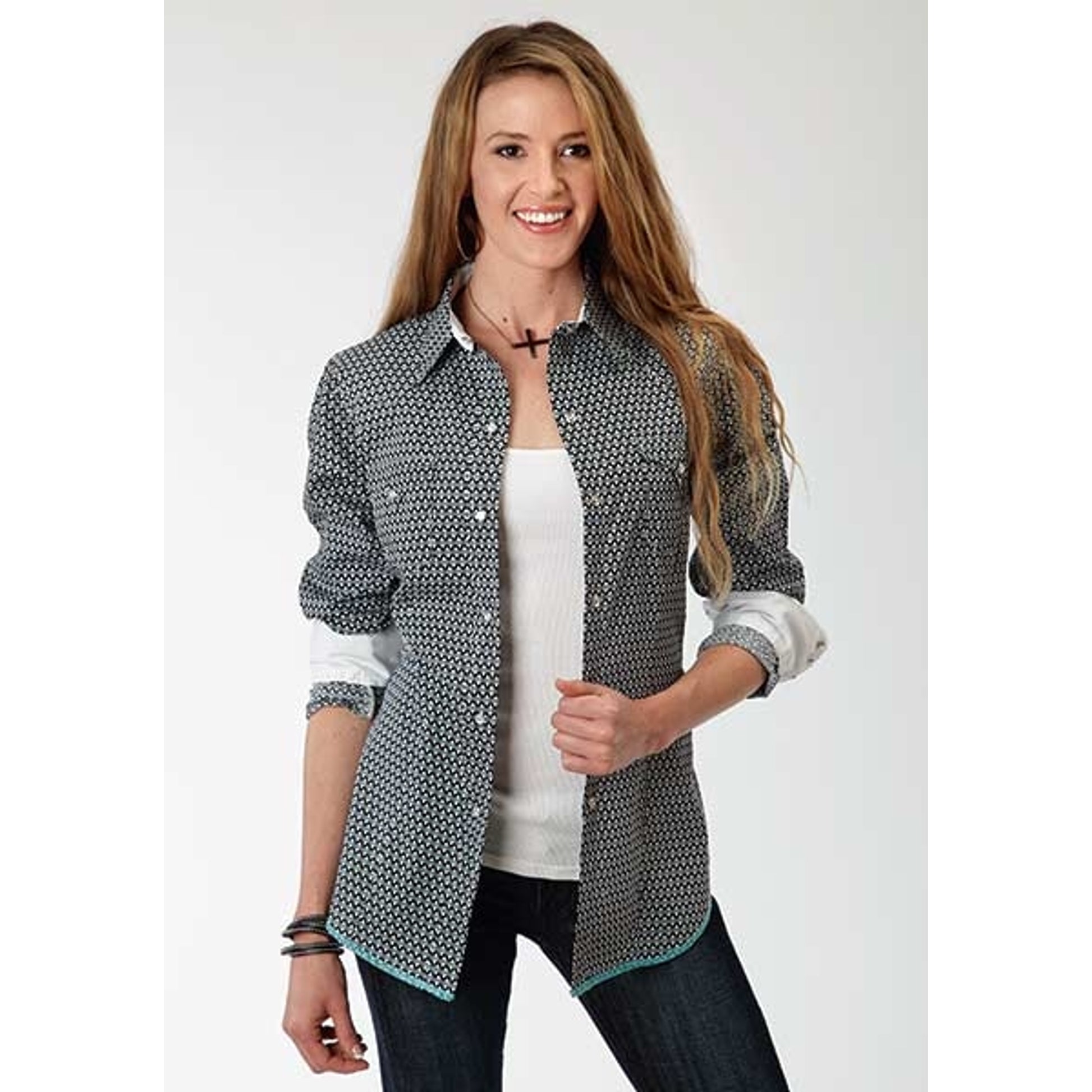 Roper Ladies Arrowheads Print Long Sleeve Snap Shirt