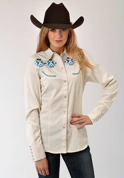 Roper Ladies Aztec Embroidered Long Sleeve Snap Shirt