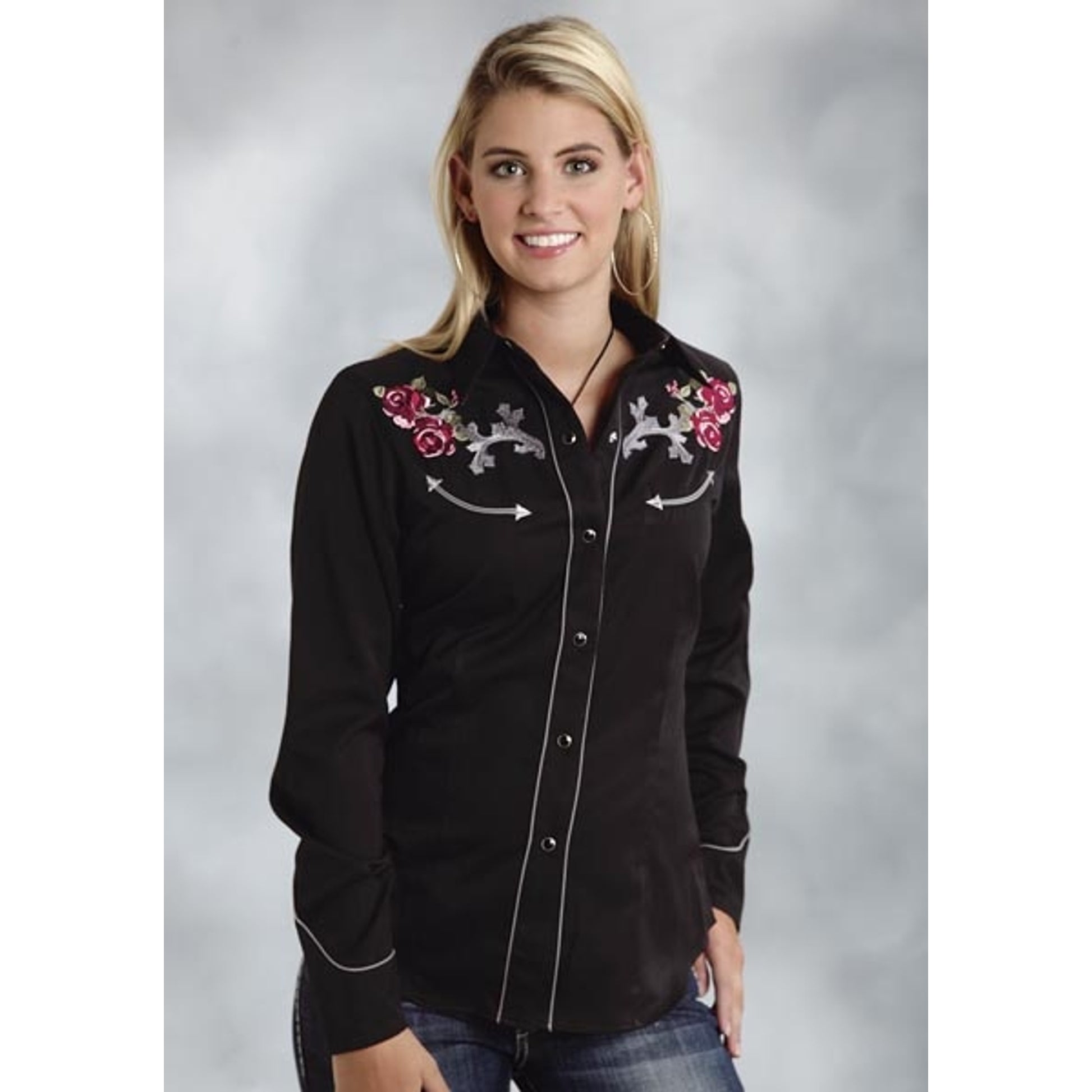 Roper Ladies Beautiful Roses Long Sleeve Snap Shirt