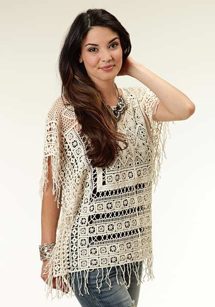 Roper Ladies Crochet Lace Poncho Shirt