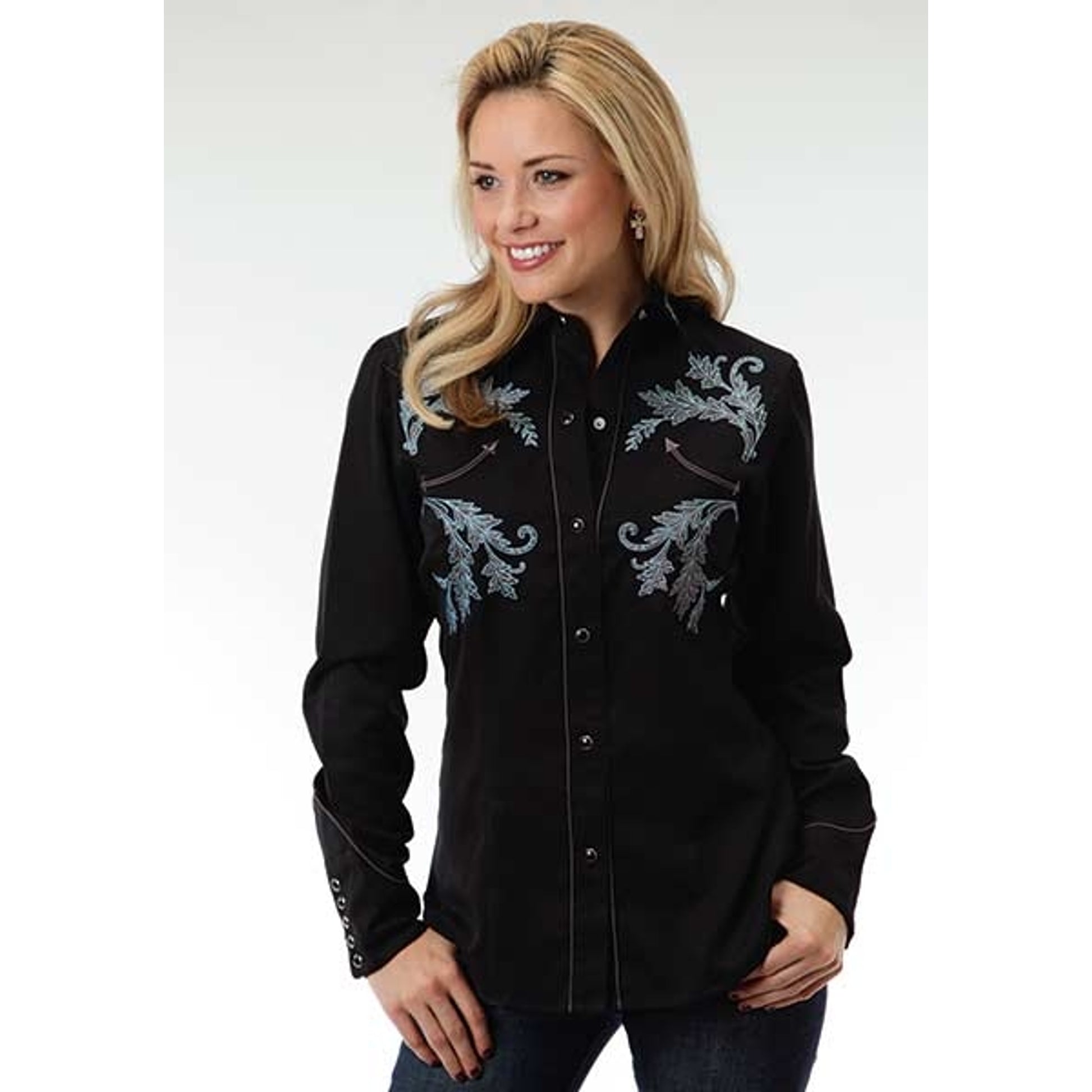 Roper Ladies Curved Leaf Long Sleeve Snap Shirt