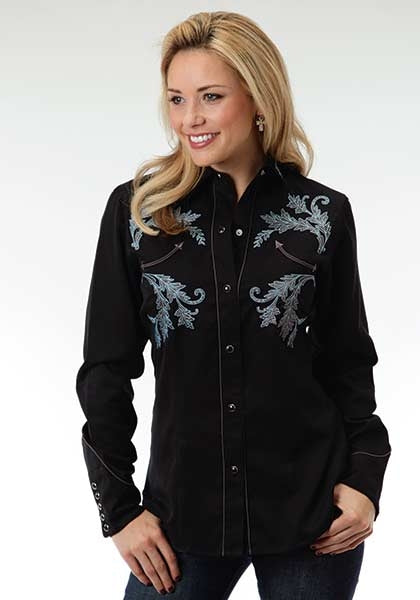 Roper Ladies Curved Leaf Long Sleeve Snap Shirt