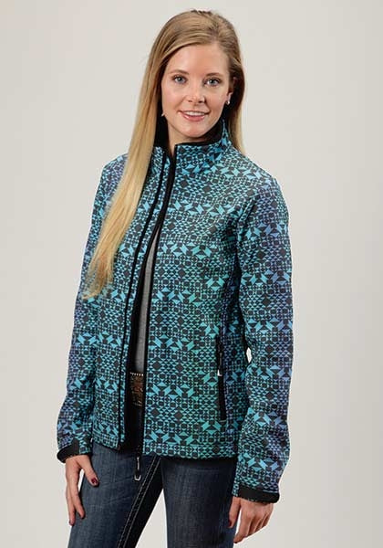 Roper Ladies Diamond Aztec Print Softshell Jacket