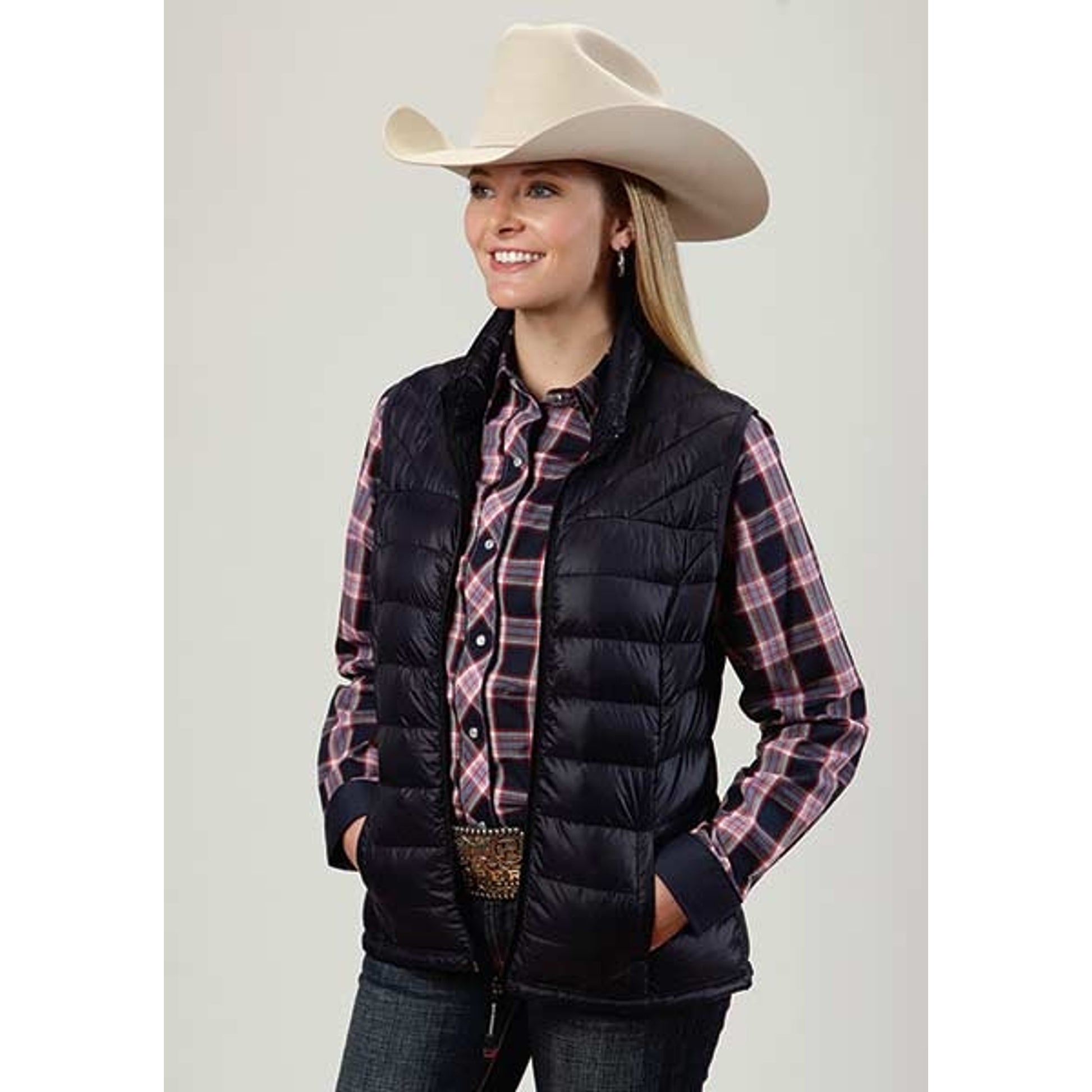 Roper Ladies Down Filled Range Gear Quilted Vest - Blue
