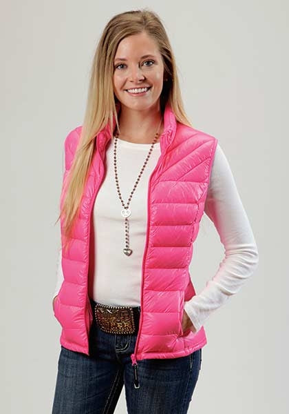 Roper Ladies Down Filled Range Gear Quilted Vest - Pink