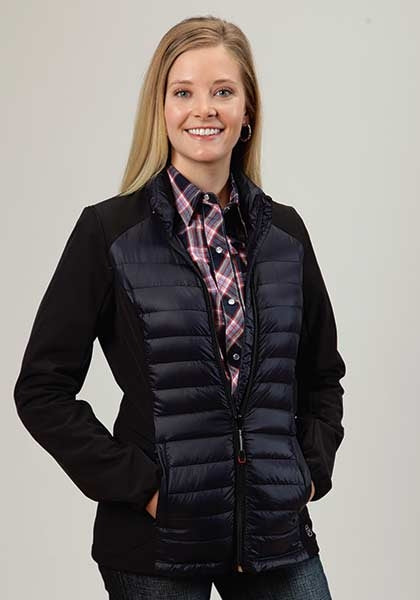 Roper Ladies Down Parachute With Durable Softshell Sleeve Jacket - Blue