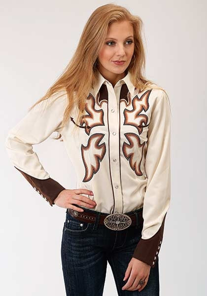 Roper Ladies Flame Stitch Long Sleeve Snap Shirt