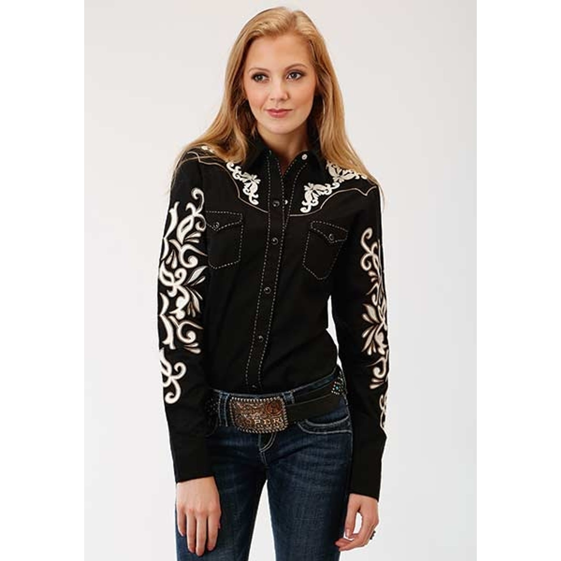 Roper Ladies Old West Applique Long Sleeve Snap Shirt