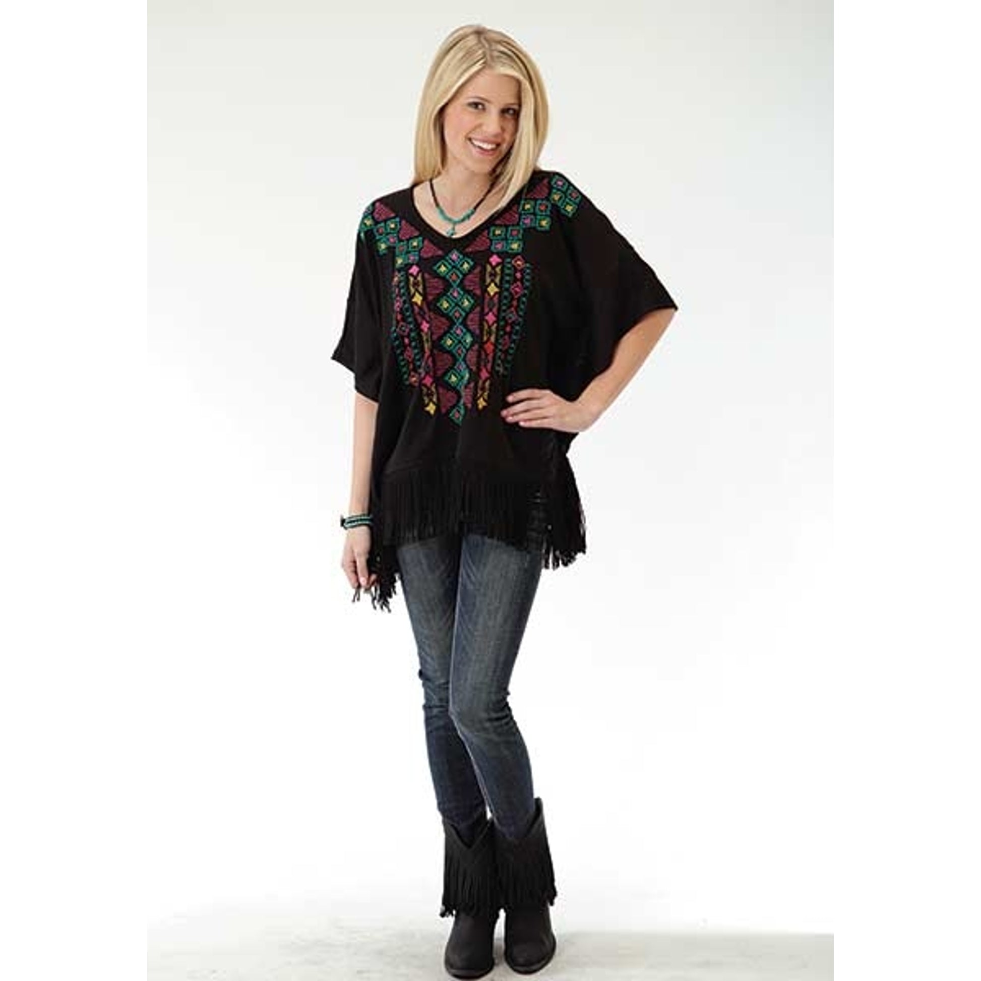Roper Ladies Plus Size Colorful Knit Sweater Jersey Poncho